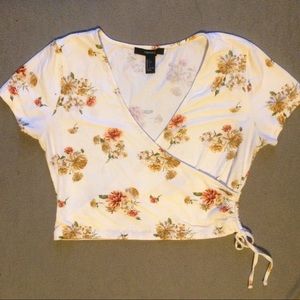 Forever 21 floral crop wrap top